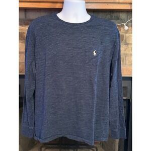 Polo Ralph Lauren Mens XL Classic Fit Long Sleeve Pocket T-Shirt Navy Blue Slub